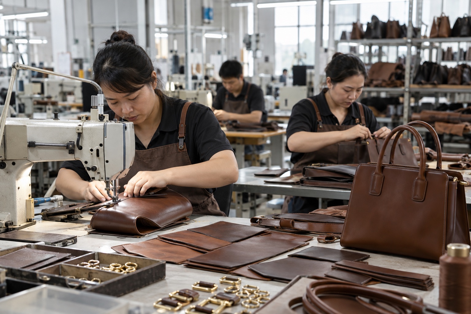 匠行皮具箱包店生产作业环境