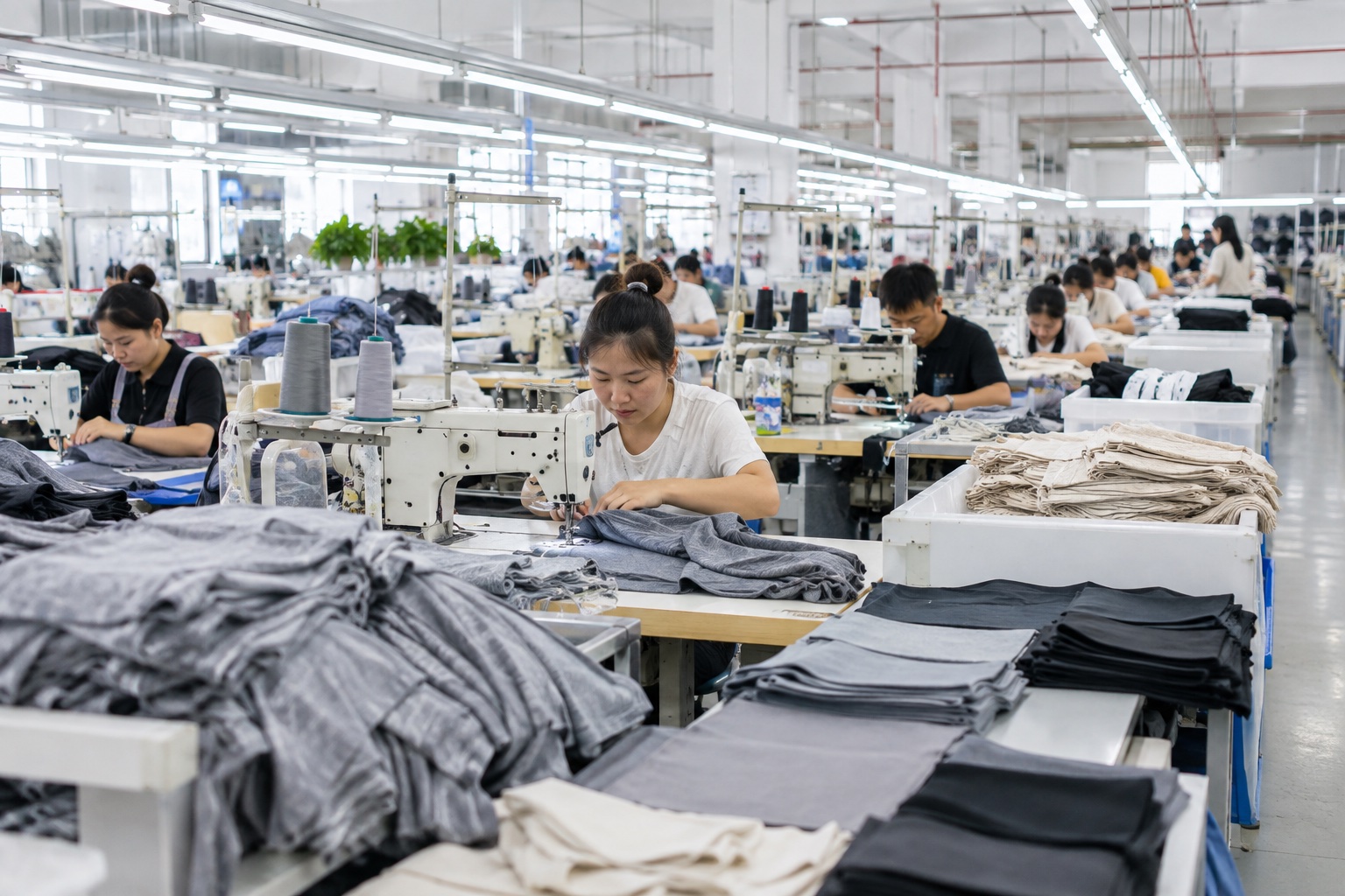 四季织造服饰店生产作业环境